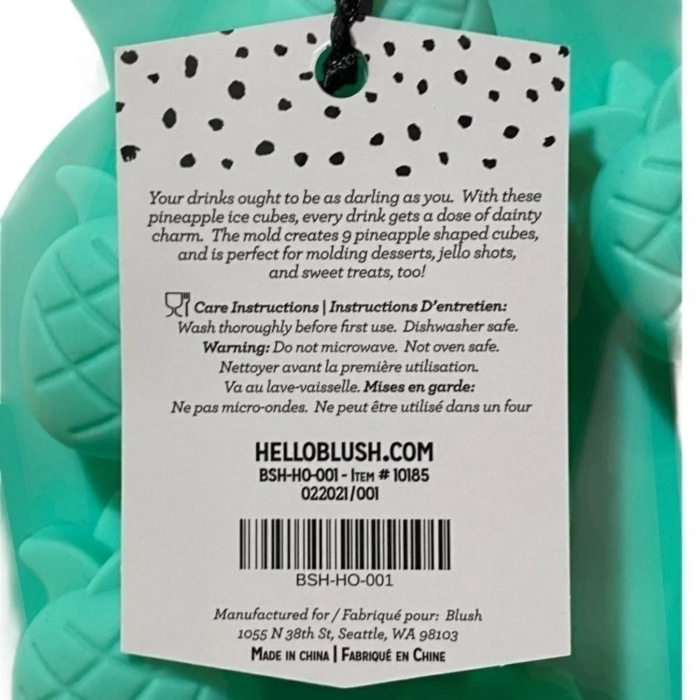 Blush Ice Mold Pineapple Shaped Silicone Tray Green‎ Kitchen Barware Fun Drinks